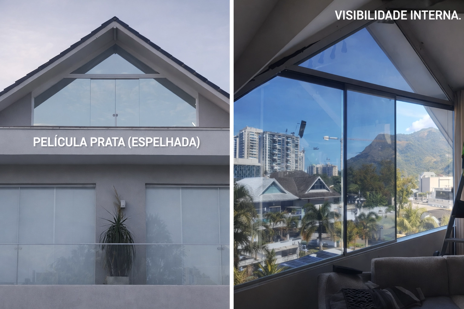 Aplicação da película prateada na residêncial