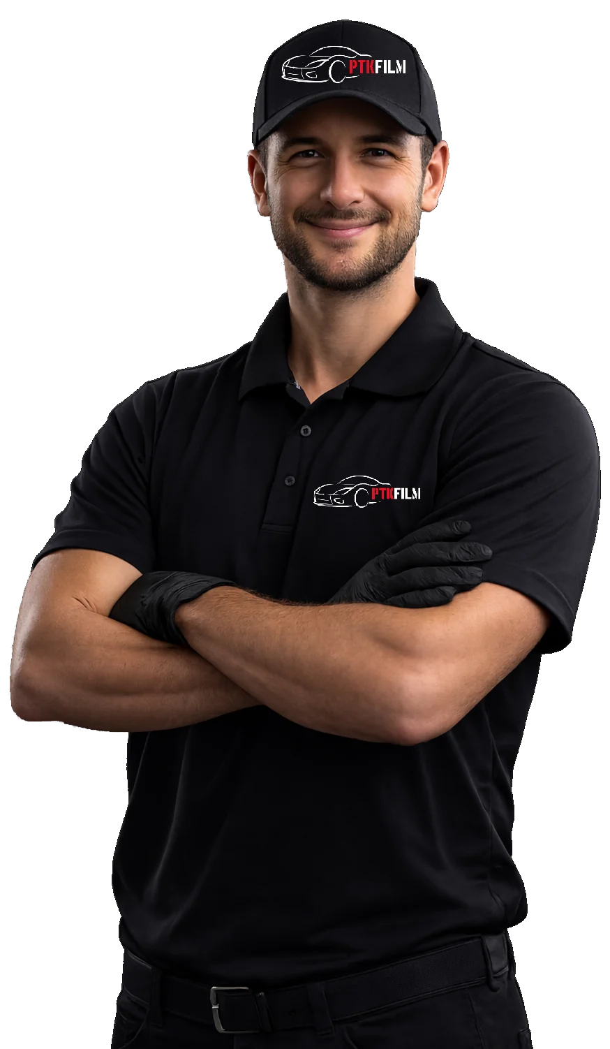 Especialista da PTK Film aplicando película de controle solar